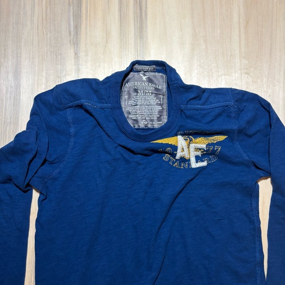 American Eagle Outfitters Y2K Men's Blue Long Sleeve Shirt - Picture 2 of 4